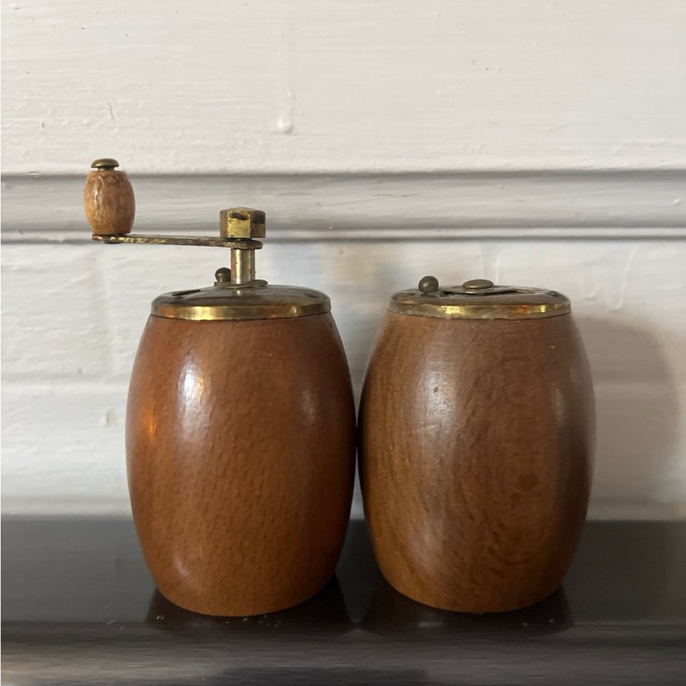Vintage rustic mid century Wooden Salt and Pepper Shakers